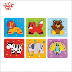 미니 동물퍼즐(6종 세트: 사자+여우+곰+얼룩말+코끼리+공작새)
